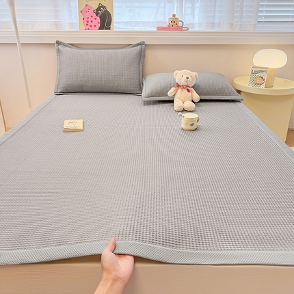 金盛纺 2025新款冰豆豆凉席-床席款 华夫格-灰