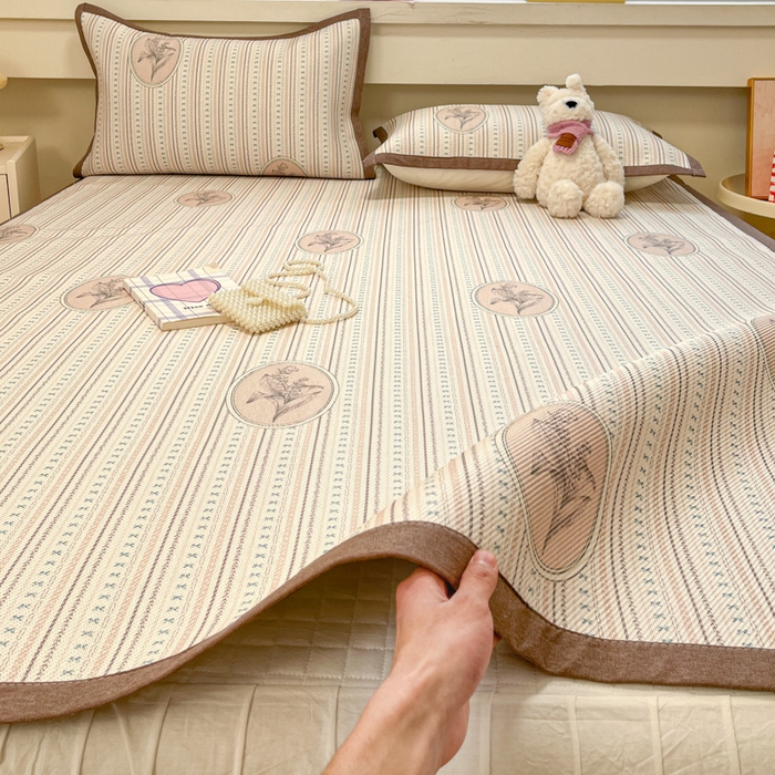 91家纺网 家纺一手货源 找家纺 慕澄家纺 2025新款小清新印花真冰藤系列凉席床席款 床席-意境