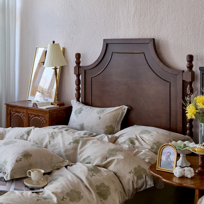 91家纺网 家纺一手货源 找家纺 由丽家纺 2025新款柔棉数码印花四件套系列 花季-绿