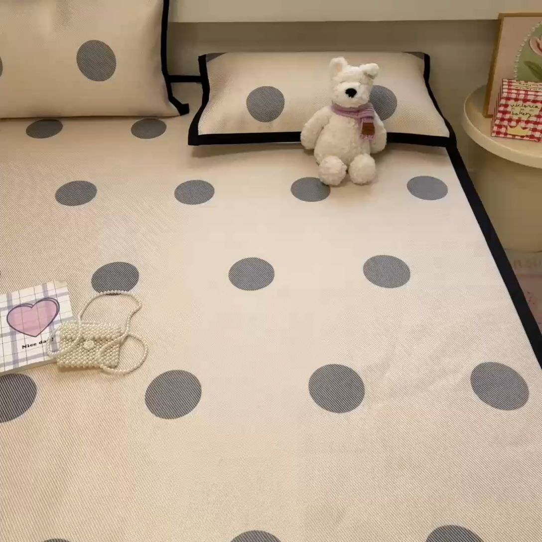 91家纺网 家纺一手货源 找家纺 慕澄家纺 2025新款小清新印花真冰藤系列凉席床席款 床席-圈圈