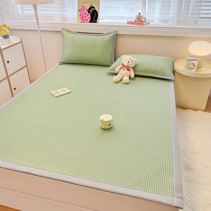 91家纺网 家纺一手货源 找家纺 金盛纺 2025新款冰豆豆凉席-床席款 华夫格-绿