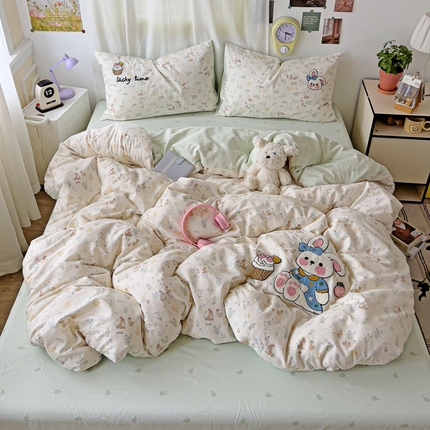 91家纺网 家纺一手货源 找家纺 （总）乐童家纺 2025新款13370纯棉毛巾绣呆萌系列四件套第二波