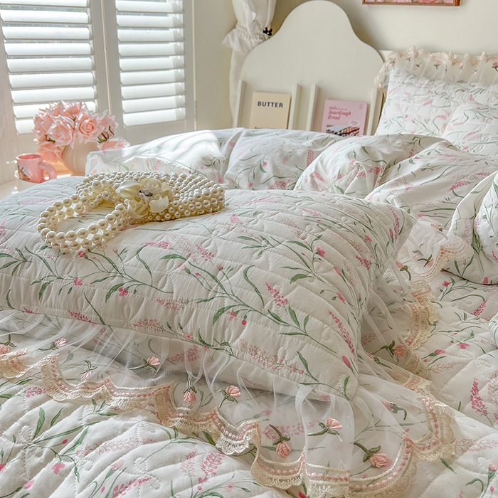 91家纺网 家纺一手货源 找家纺 网红馆 2025新款水洗棉印花床盖四件套 罗拉