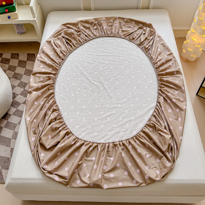 91家纺网 家纺一手货源 找家纺 2025新款全棉床单床笠 复古紫波点 床笠款