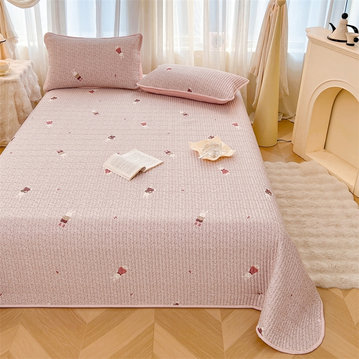 91家纺网 家纺一手货源 找家纺 恒爱 2025新款全棉印花单床盖 公子兔-浅豆沙