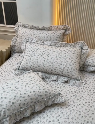 91家纺网 家纺一手货源 找家纺 2025新款韩版全棉公主风床裙单品 海韵花