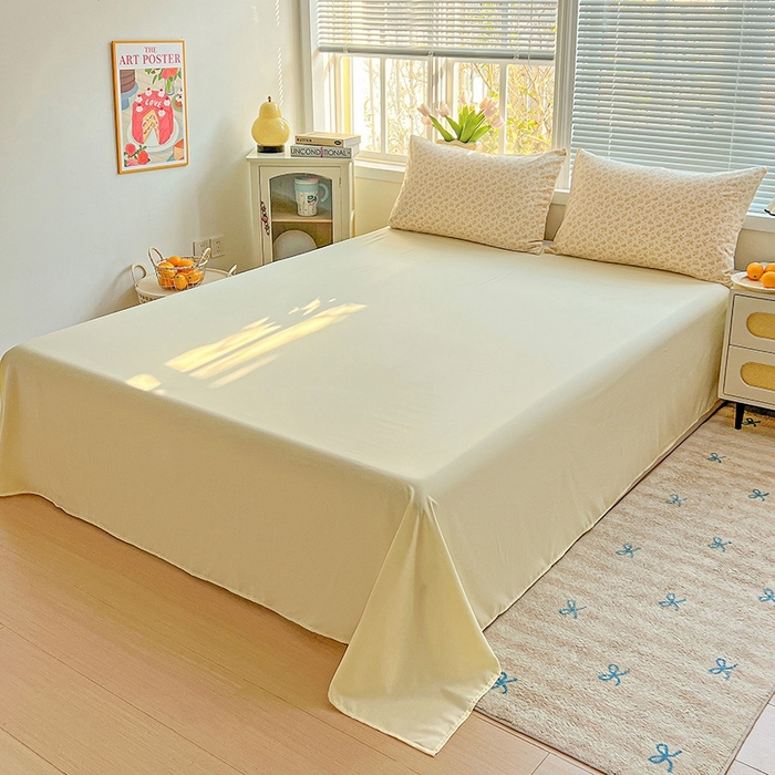 91家纺网 家纺一手货源 找家纺 2025水洗棉双层纱简约风ins风小碎花被套床单款床笠款三四件套-单被套 浅香