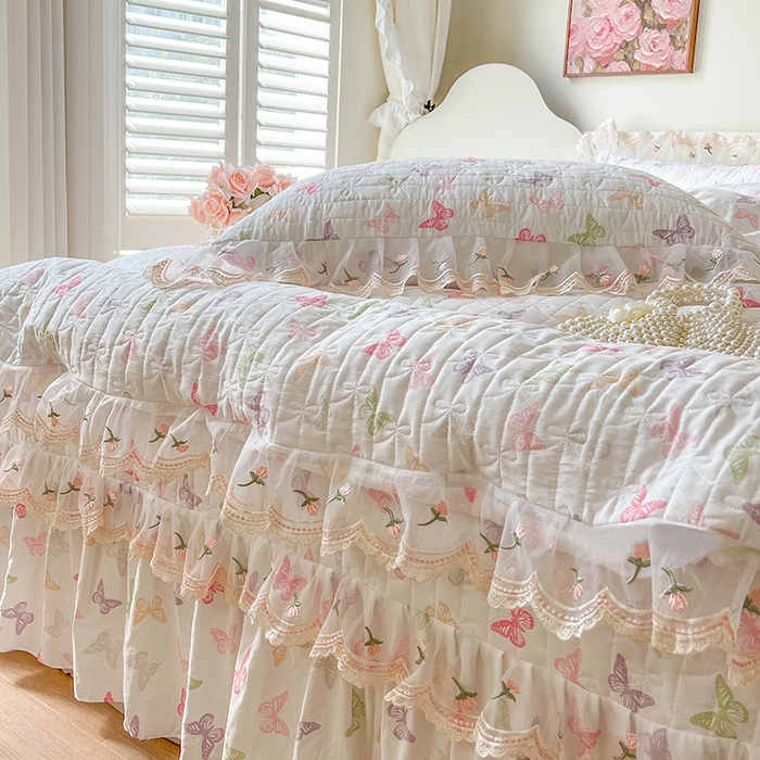 91家纺网 家纺一手货源 找家纺 网红馆 2025新款水洗棉印花床盖四件套 蝶之舞