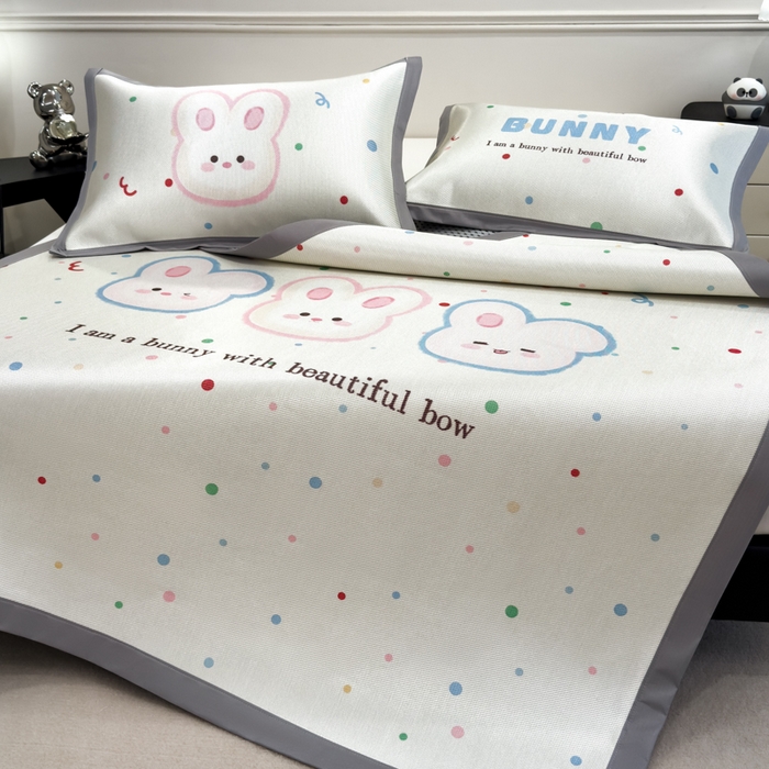 91家纺网 家纺一手货源 找家纺 倾慕  2025新款数码大版时尚卡通风冰藤席 BUNNY兔