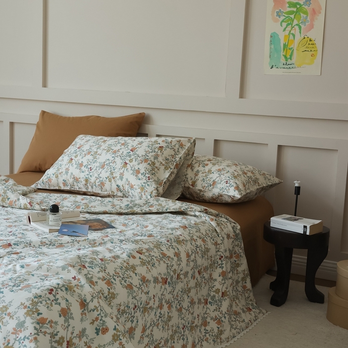 91家纺网 家纺一手货源 找家纺 棉眠 2025新款纯棉花边夏被套件 秋茗