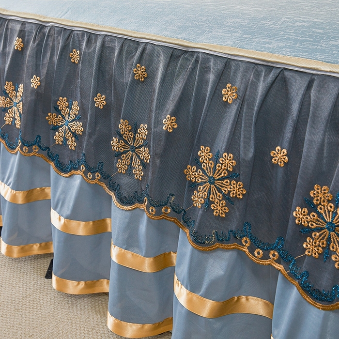 91家纺网 家纺一手货源 找家纺 （总）情恒家纺   2025新款提花PE海洋丝可脱卸床裙席三件套