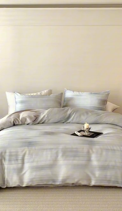 91家纺网 家纺一手货源 找家纺 禾时 2025新款60S兰精天丝数码印花暗合简约款四件套 卡西纳-咖