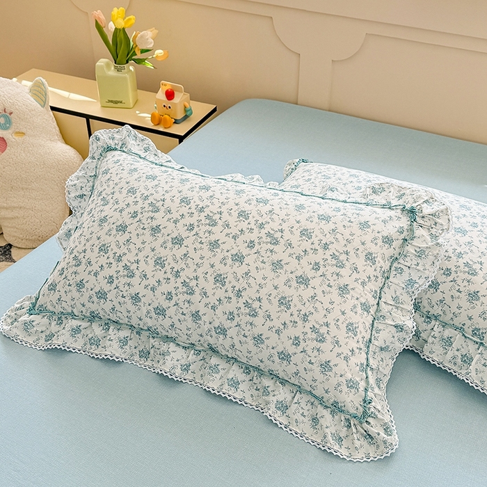 91家纺网 家纺一手货源 找家纺 缦彩家纺  2025新款韩版全棉公主风床单四件套 海韵花