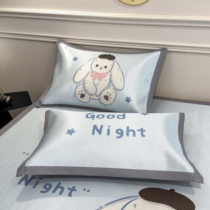 91家纺网 家纺一手货源 找家纺 倾慕  2025新款数码大版时尚卡通风冰藤席 大耳兔