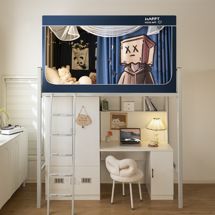 91家纺网 家纺一手货源 找家纺 觅妮家纺 2025新款99%强遮光涂银涂层大版数码印花宿舍学生床帘蚊帐 隐匿人