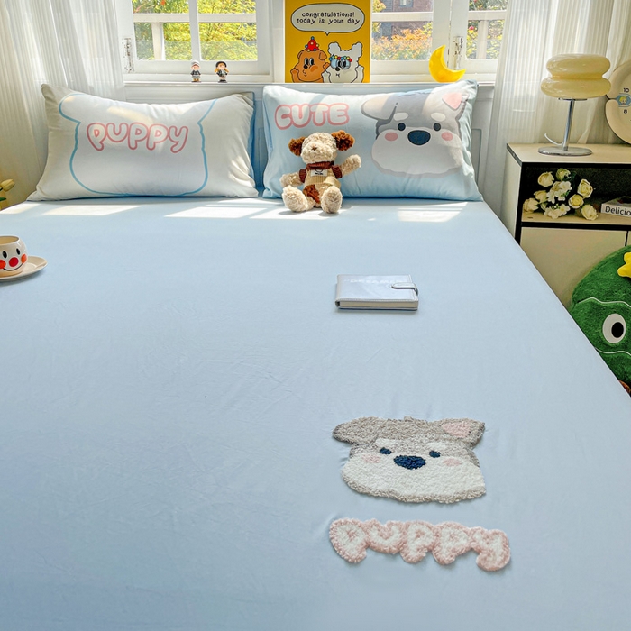 91家纺网 家纺一手货源 找家纺 海岛哥哥 2025春夏新款大版枕套毛巾绣床笠 大版枕套 小狗