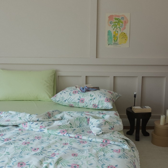 91家纺网 家纺一手货源 找家纺 棉眠 2025新款纯棉花边夏被套件 春之晓晓