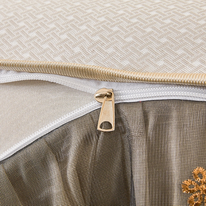 91家纺网 家纺一手货源 找家纺 情恒家纺   2025新款提花PE海洋丝可脱卸床裙席三件套 阡陌 奶咖