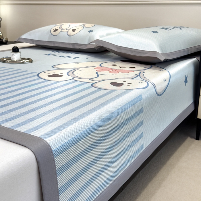 91家纺网 家纺一手货源 找家纺 倾慕  2025新款数码大版时尚卡通风冰藤席 大耳兔