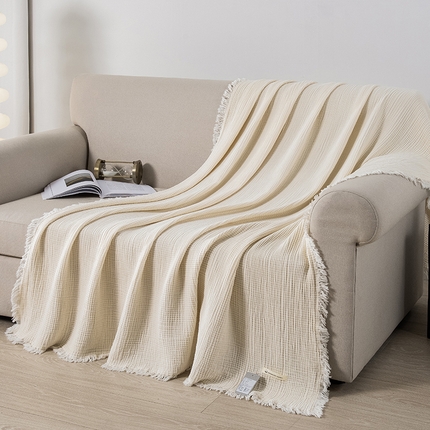 91家纺网 家纺一手货源 找家纺 （总）皇寝世家家居 2025新款A类全棉针织四层纱苏流毯子沙发盖毯 午睡复古毛毯