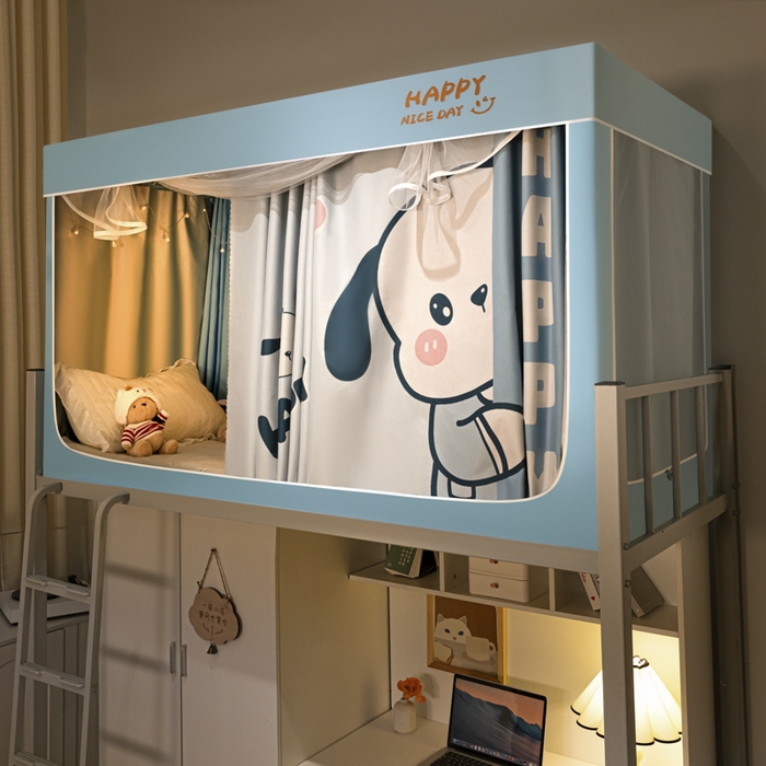 91家纺网 家纺一手货源 找家纺 （总）觅妮家纺 2025新款99%强遮光涂银涂层大版数码印花宿舍学生床帘蚊帐