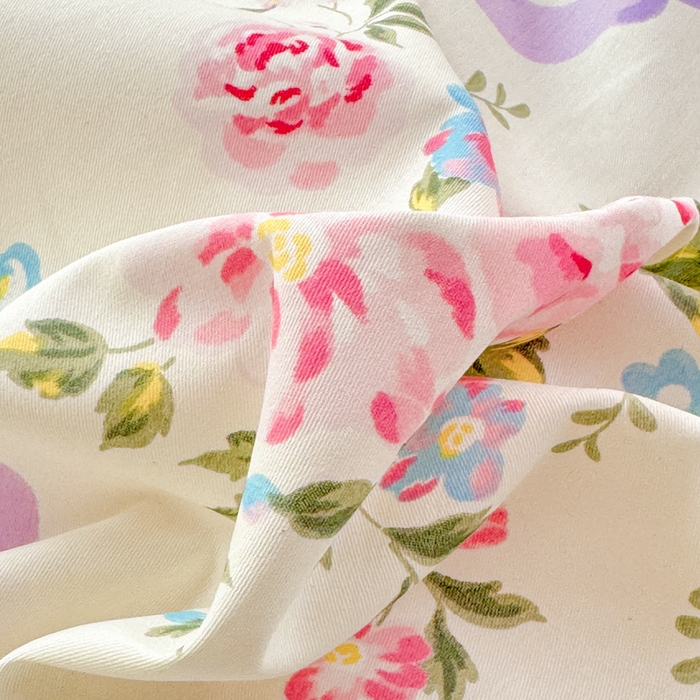 91家纺网 家纺一手货源 找家纺 佑金甜 2025新款100%全棉印花四件套纯棉印花单被套三件套（尺寸已预留）（礼盒塑封包装）（买家秀加V)粉霭玫瑰笺