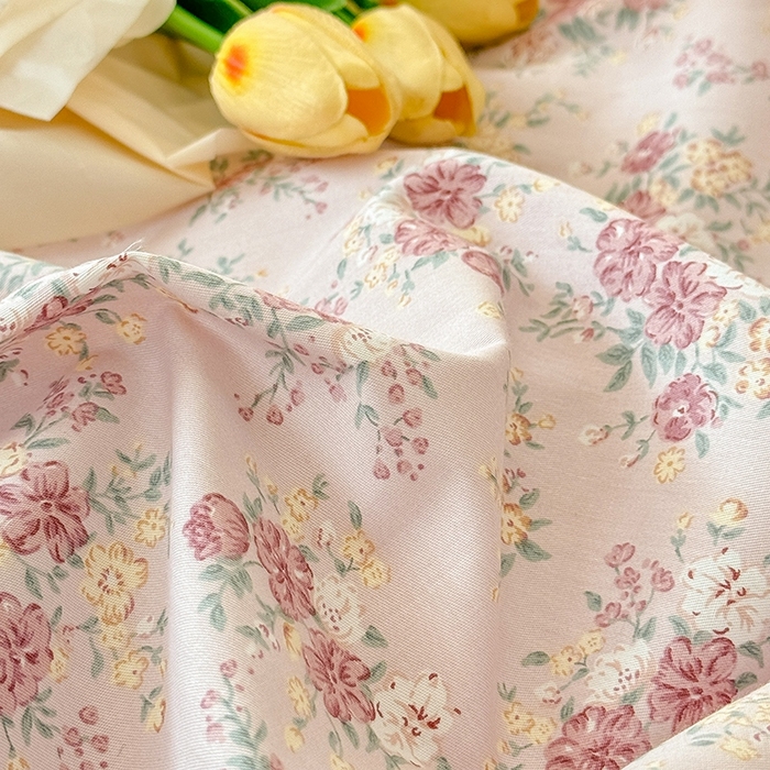 91家纺网 家纺一手货源 找家纺 缦彩家纺  2025新款韩版全棉公主风床单四件套 缤纷绮梦