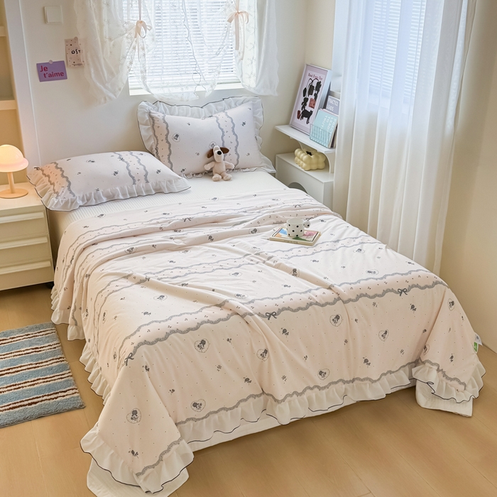 91家纺网 家纺一手货源 找家纺 九花鹿 2025新款凉感提花夏被 韩式小花