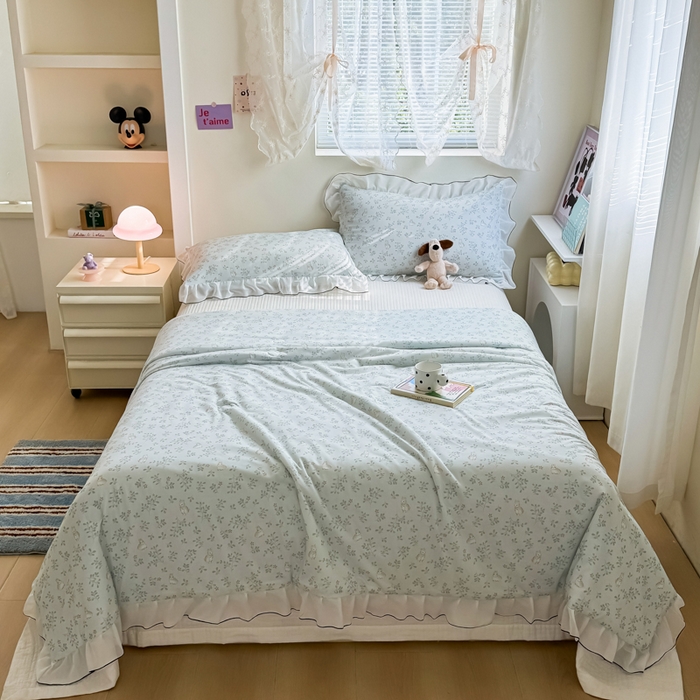 91家纺网 家纺一手货源 找家纺 九花鹿 2025新款凉感提花夏被 花丛兔