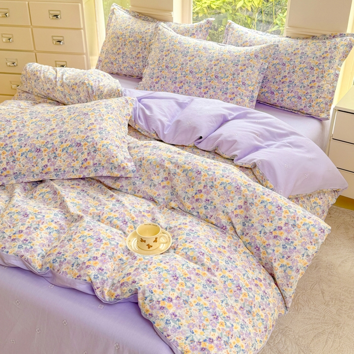 91家纺网 家纺一手货源 找家纺 佑金甜 2025新款100%全棉印花四件套纯棉印花单被套三件套（尺寸已预留）（礼盒塑封包装）（买家秀加V)梵花