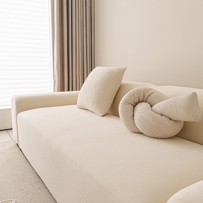 91家纺网 家纺一手货源 找家纺 沐沐家纺  2026新款素鸢沙发套 米白 双人(145-185cm)