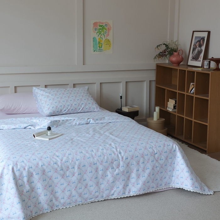 91家纺网 家纺一手货源 找家纺 棉眠 2025新款纯棉花边夏被套件 巴黎周末