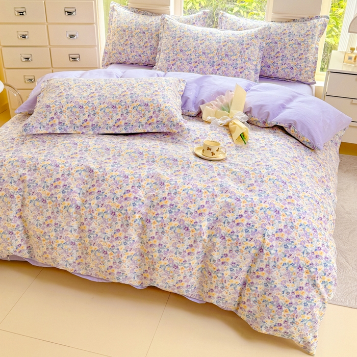 91家纺网 家纺一手货源 找家纺 佑金甜 2025新款100%全棉印花四件套纯棉印花单被套三件套（尺寸已预留）（礼盒塑封包装）（买家秀加V)梵花