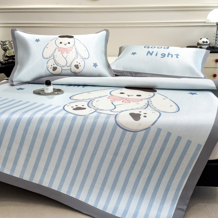 91家纺网 家纺一手货源 找家纺 倾慕  2025新款数码大版时尚卡通风冰藤席 大耳兔