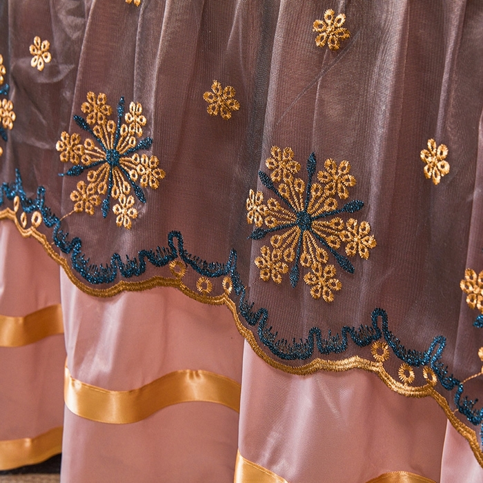 91家纺网 家纺一手货源 找家纺 情恒家纺   2025新款提花PE海洋丝可脱卸床裙席三件套 阡陌 淡粉