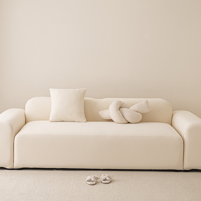 91家纺网 家纺一手货源 找家纺 沐沐家纺  2026新款素鸢沙发套 米白 双人(145-185cm)