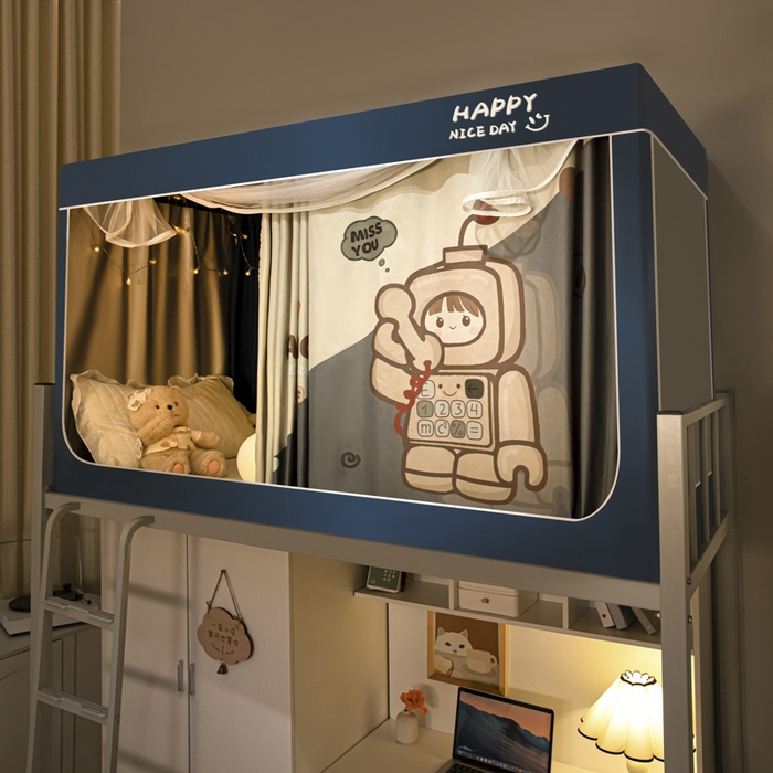 91家纺网 家纺一手货源 找家纺 觅妮家纺 2025新款99%强遮光涂银涂层大版数码印花宿舍学生床帘蚊帐 呼叫转移