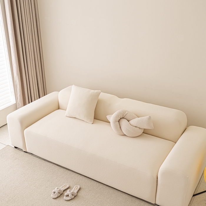 91家纺网 家纺一手货源 找家纺 沐沐家纺  2026新款素鸢沙发套 米白 抱枕套