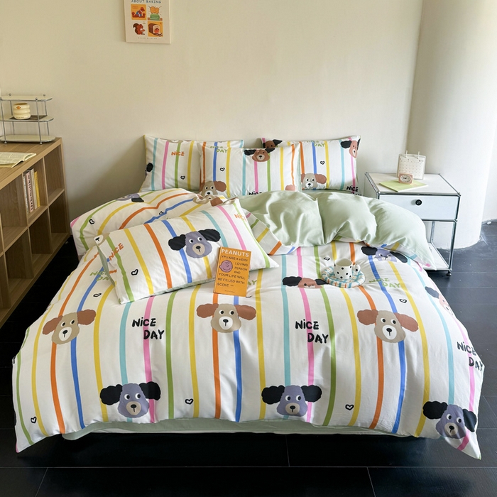 91家纺网 家纺一手货源 找家纺 澳梵家居 2025新款全棉印花四件套 彩虹乐园