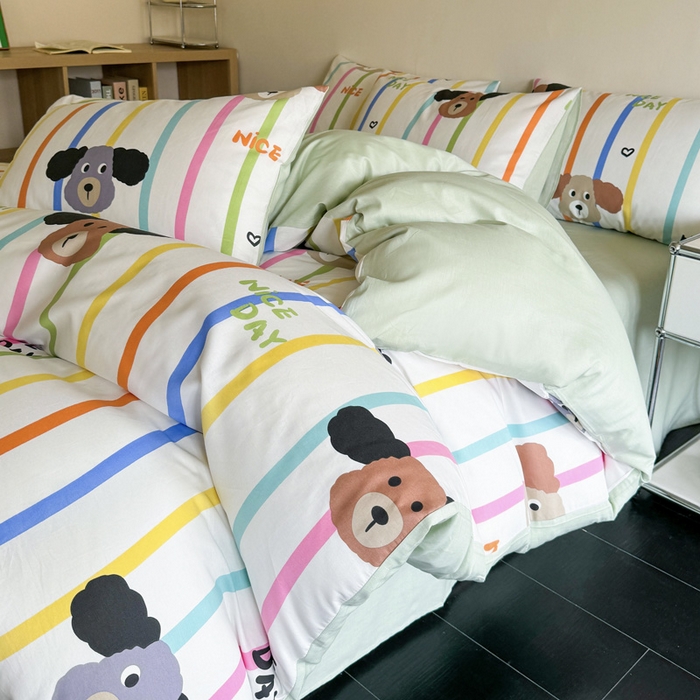 91家纺网 家纺一手货源 找家纺 澳梵家居 2025新款全棉印花四件套 彩虹乐园