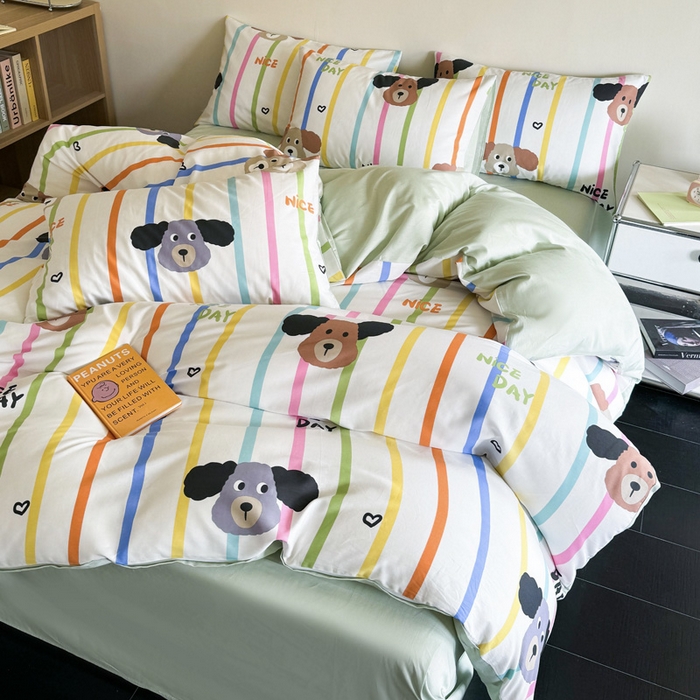 91家纺网 家纺一手货源 找家纺 澳梵家居 2025新款全棉印花四件套 彩虹乐园