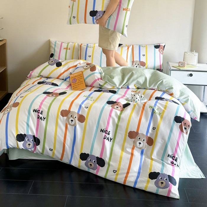 91家纺网 家纺一手货源 找家纺 澳梵家居 2025新款全棉印花四件套 彩虹乐园