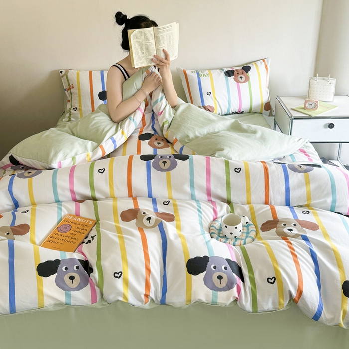 91家纺网 家纺一手货源 找家纺 澳梵家居 2025新款全棉印花四件套 彩虹乐园