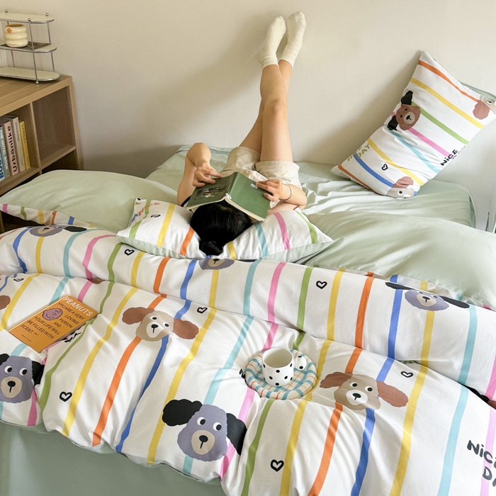 91家纺网 家纺一手货源 找家纺 澳梵家居 2025新款全棉印花四件套 彩虹乐园