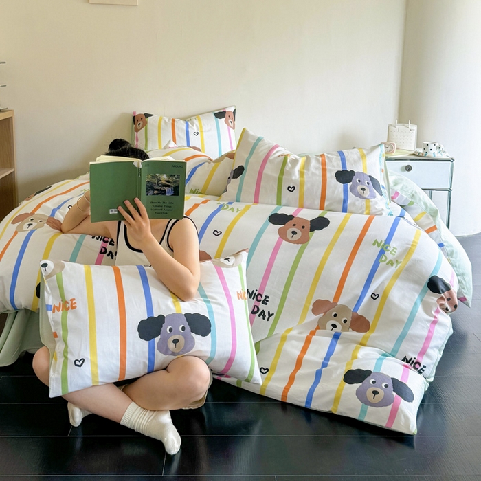 91家纺网 家纺一手货源 找家纺 澳梵家居 2025新款全棉印花四件套 彩虹乐园