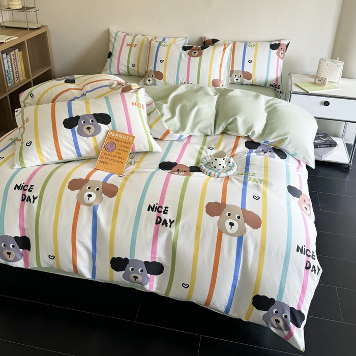 91家纺网 家纺一手货源 找家纺 澳梵家居 2025新款全棉印花四件套 彩虹乐园