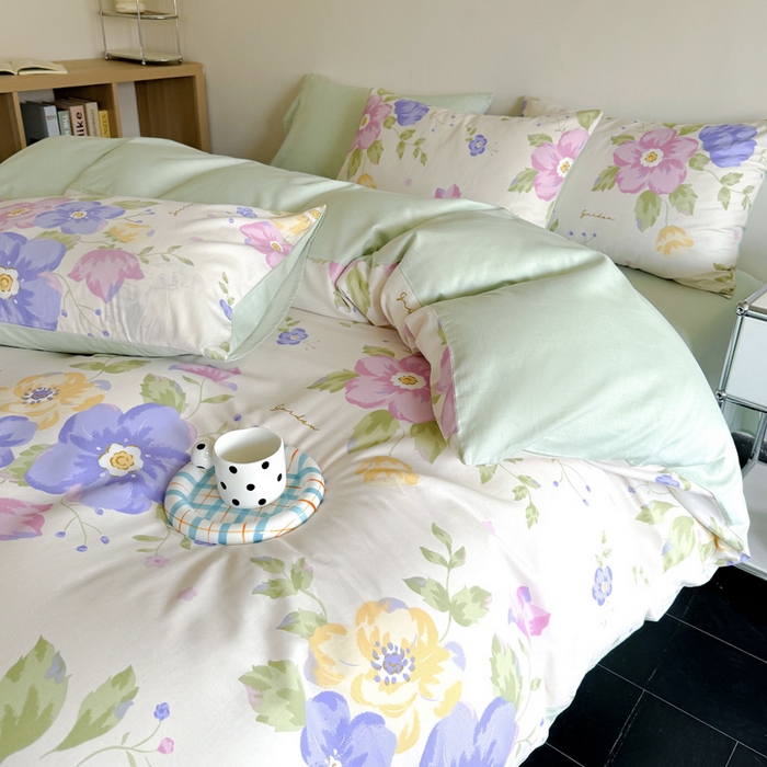 91家纺网 家纺一手货源 找家纺 澳梵家居 2025新款全棉印花四件套 彩之花