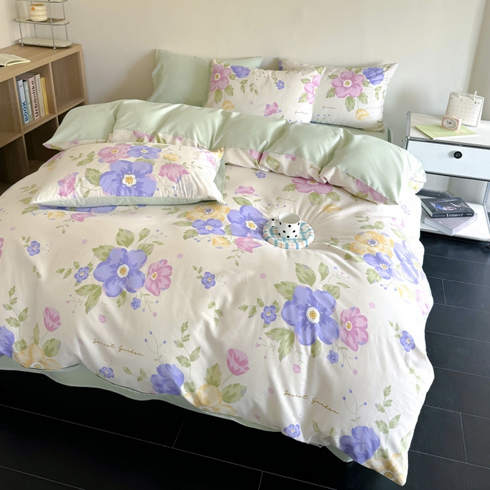 91家纺网 家纺一手货源 找家纺 澳梵家居 2025新款全棉印花四件套 彩之花