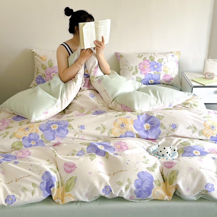 91家纺网 家纺一手货源 找家纺 澳梵家居 2025新款全棉印花四件套 彩之花