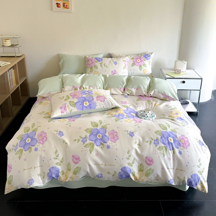 91家纺网 家纺一手货源 找家纺 澳梵家居 2025新款全棉印花四件套 彩之花